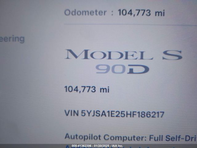 5YJSA1E25HF186217 Tesla MODEL S