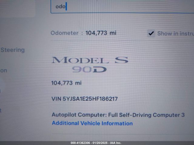 5YJSA1E25HF186217 Tesla MODEL S