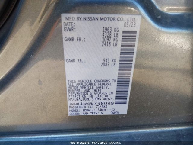 1N4BL4DV4PN398099 Nissan Altima Sv Fwd