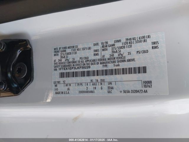 2020 FORD F-150 1FTEX1EP3LKF50220 Photo 8
