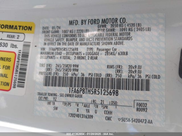 1FA6P8TH5R5125698 Ford Mustang Ecoboost Premium Fastback