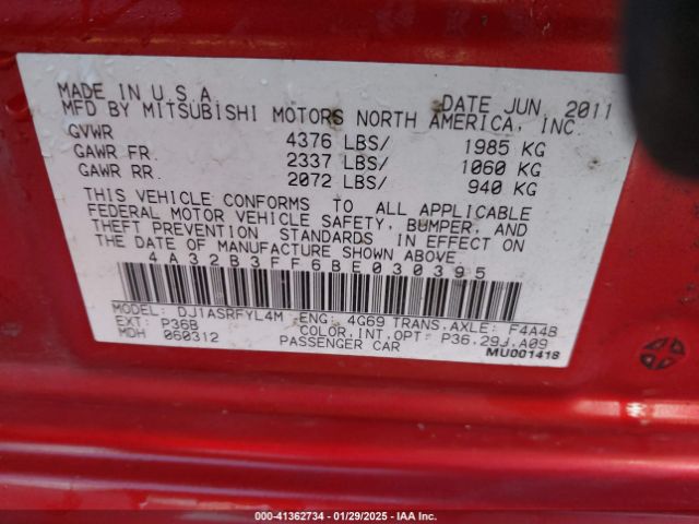 2011 MITSUBISHI GALANT 4A32B3FF6BE030395 Photo 8