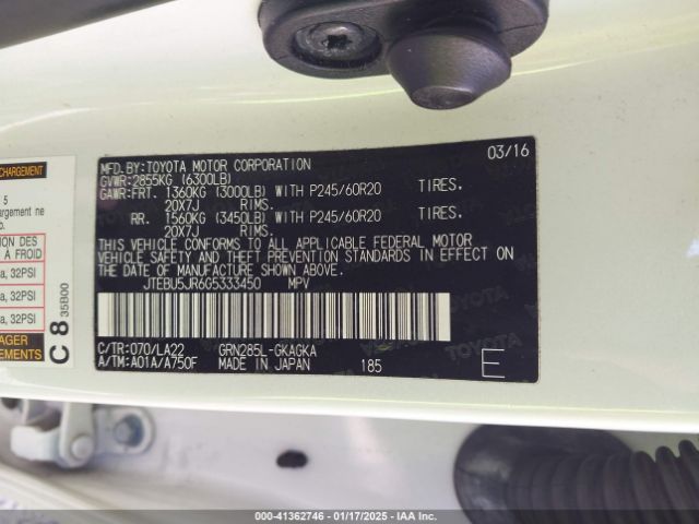 JTEBU5JR6G5333450 Toyota 4runner Limited
