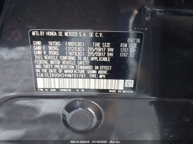 Honda HR-V LX 2017 3CZRU5H34HM701781 Image 9