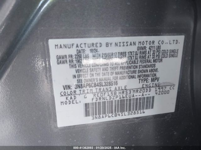 3N8AP6CB4SL328516 Nissan KICKS SV