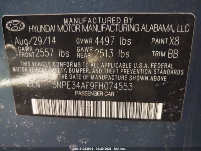 5NPE34AF9FH074553 Hyundai Sonata Limited