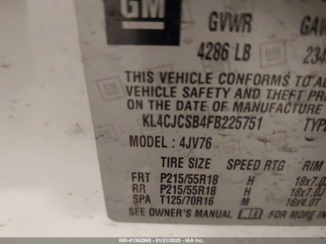 KL4CJCSB4FB225751 Buick Encore