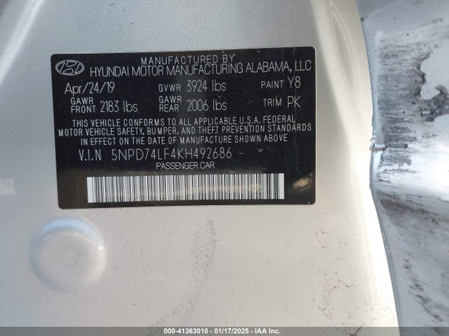 Hyundai ELANTRA SE 2019 5NPD74LF4KH492686 Image 9