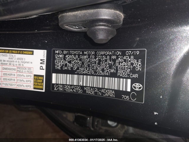 JTDS4RCE9LJ036941 Toyota COROLLA SE