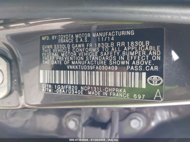 VNKKTUD39FA030409 Toyota YARIS LE