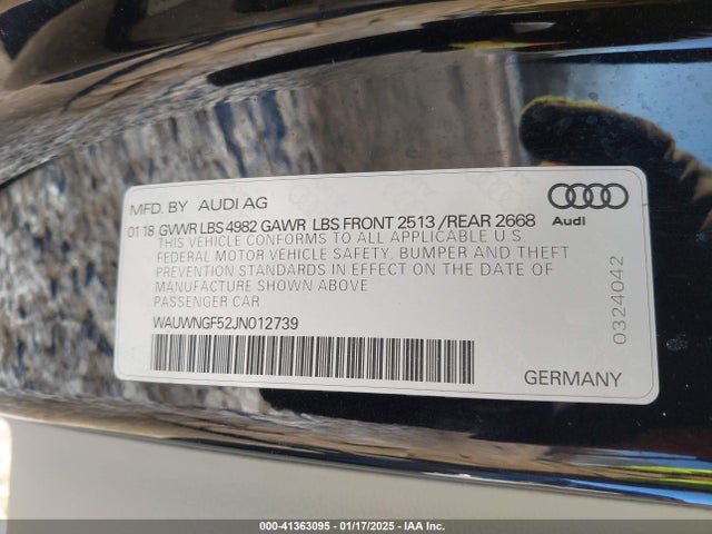 Audi A5 2.0t Premium 2018 WAUWNGF52JN012739 Image 9
