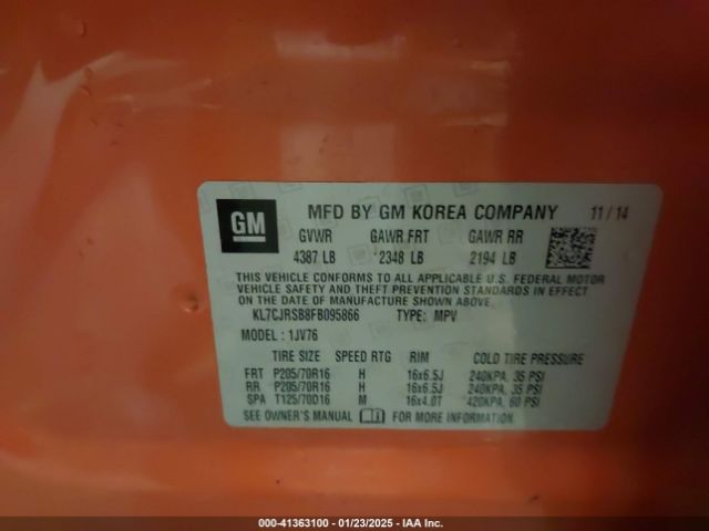 KL7CJRSB8FB095866 Chevrolet Trax Lt