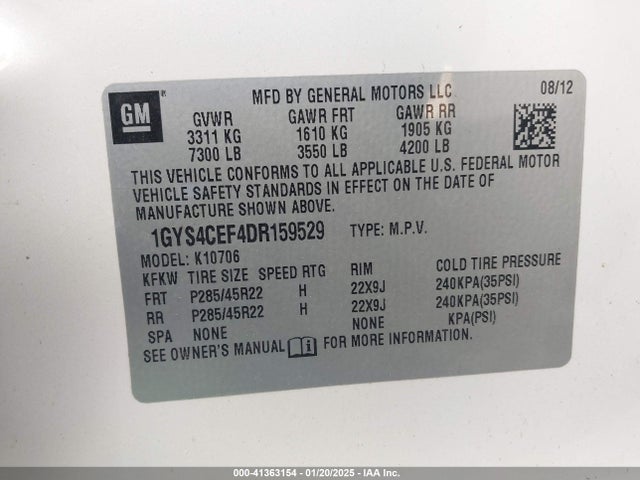 2013 CADILLAC ESCALADE 1GYS4CEF4DR159529 Photo 8