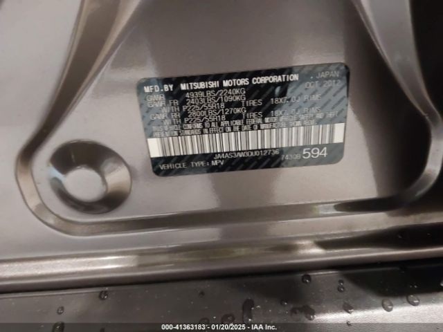 2013 MITSUBISHI OUTLANDER JA4AS3AW3DU012736 Photo 8