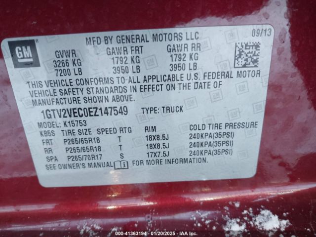 1GTV2VEC0EZ147549 GMC Sierra 1500 Slt