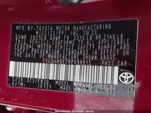 Toyota COROLLA LE 2024 5YFB4MDE7RP099915 Image 9