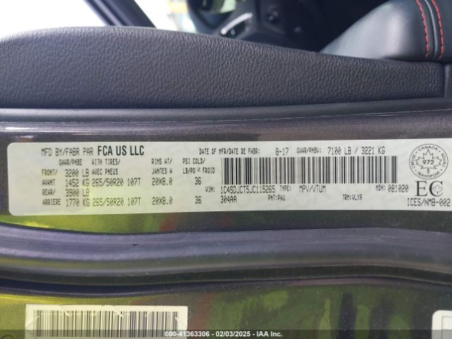 1C4SDJCT5JC115265 Dodge Durango R/t