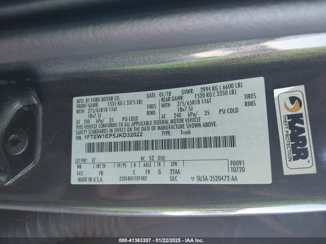 Ford F-150 Xlt 2018 1FTEW1EP5JKD32022 Image 9
