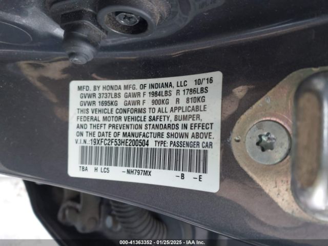 19XFC2F53HE200504 Honda Civic Lx