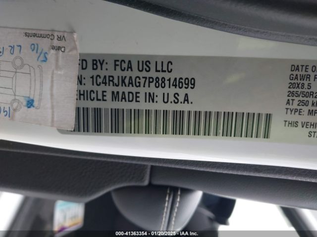 1C4RJKAG7P8814699 Jeep Grand Cherokee L Altitude 4x4