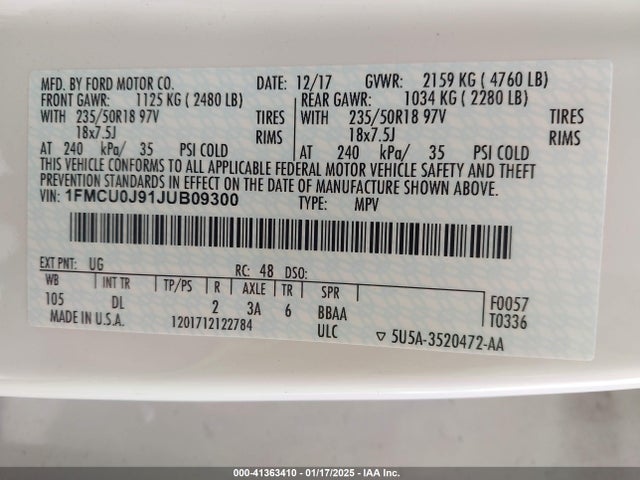 Ford Escape Titanium 2018 1FMCU0J91JUB09300 Image 9