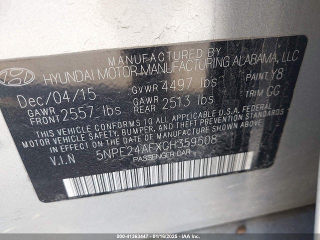 Hyundai SONATA SE 2016 5NPE24AFXGH359508 Image 9