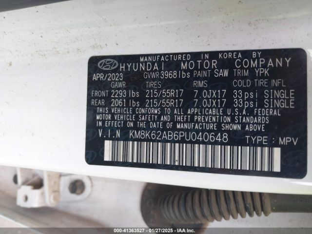 KM8K62AB6PU040648 Hyundai Kona Sel