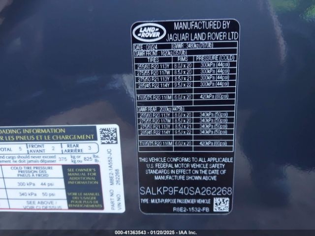 SALKP9F40SA262268 Land Rover Range Rover P550e Se