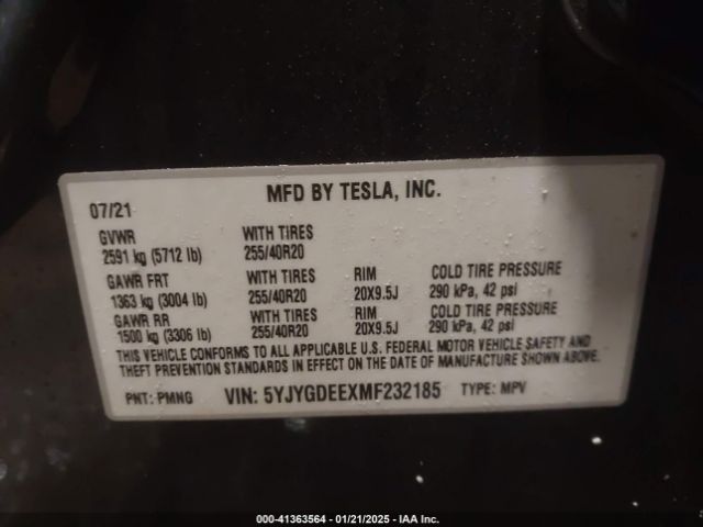 5YJYGDEEXMF232185 Tesla Model Y Long Range Dual Motor All-wheel Drive