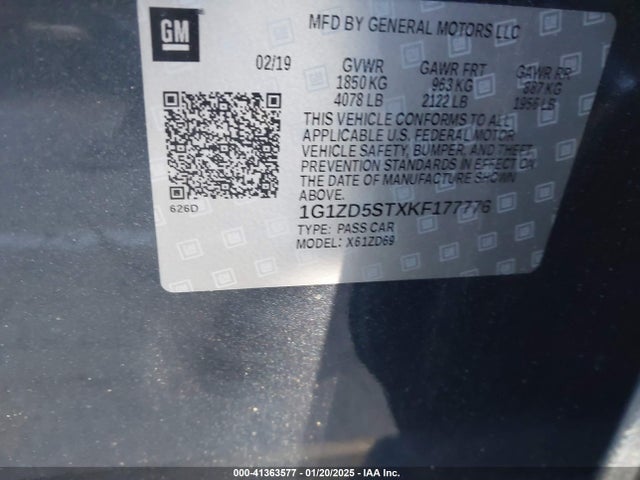 Chevrolet MALIBU LT 2019 1G1ZD5STXKF177776 Image 9