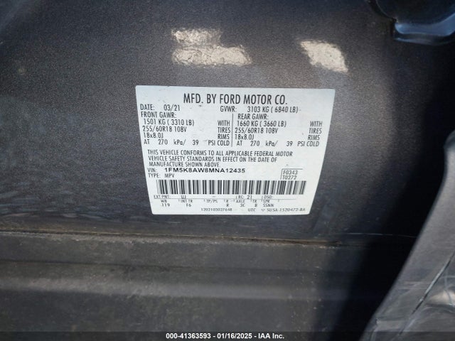 Ford Police Interceptor 2021 1FM5K8AW8MNA12435 Image 9