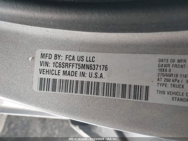 1C6SRFFT5MN637176 RAM 1500 Big Horn  4x4 5'7 Box