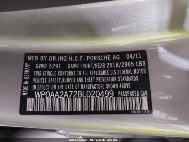 2011 PORSCHE PANAMERA WP0AA2A72BL020499 Photo 8