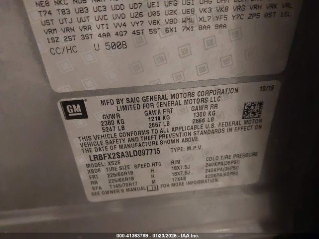 LRBFX2SA3LD097715 Buick Envision Awd Essence