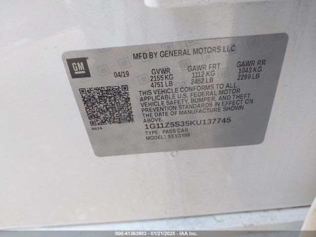 1G11Z5S35KU137745 Chevrolet IMPALA LT