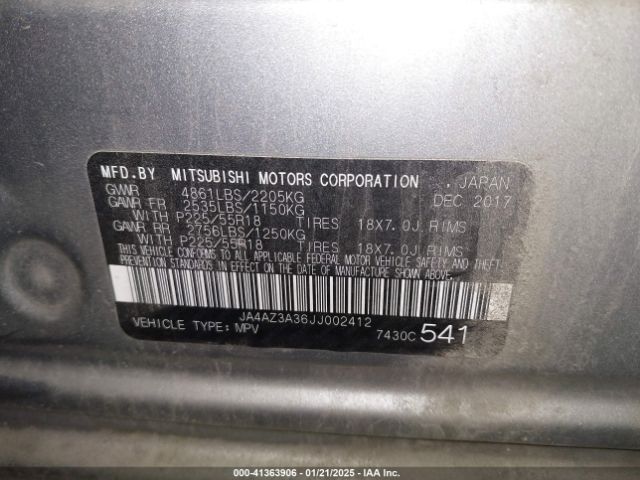 2018 MITSUBISHI OUTLANDER JA4AZ3A36JJ002412 Photo 8
