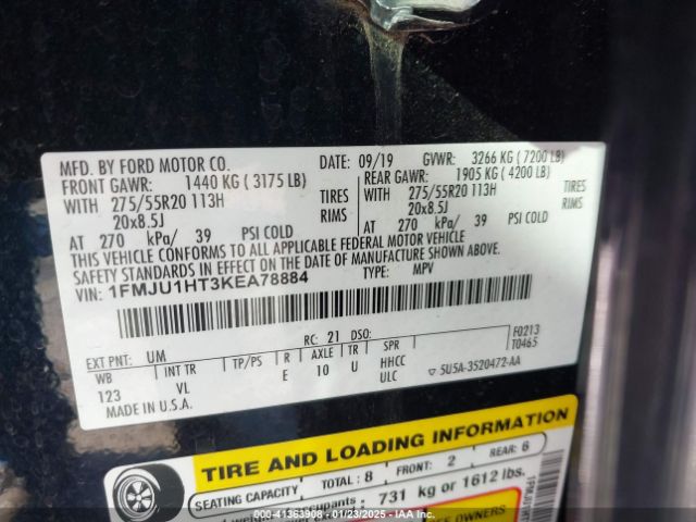1FMJU1HT3KEA78884 Ford Expedition Xlt