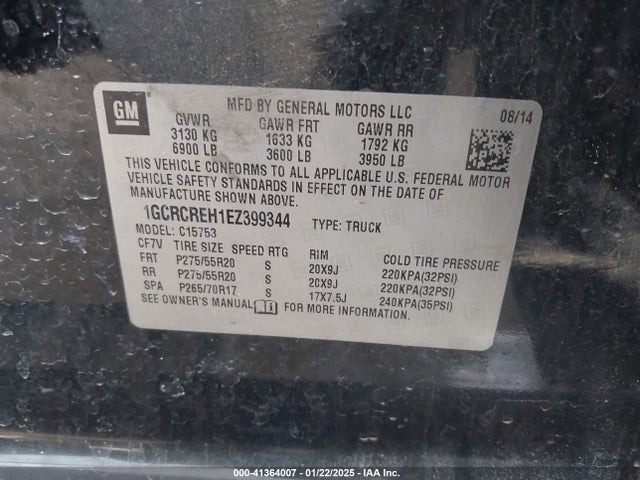 1GCRCREH1EZ399344 Chevrolet Silverado 1500 1lt
