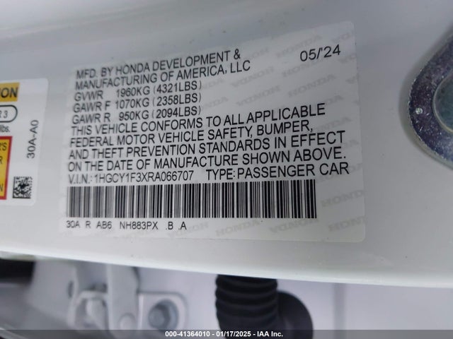 1HGCY1F3XRA066707 Honda ACCORD EX