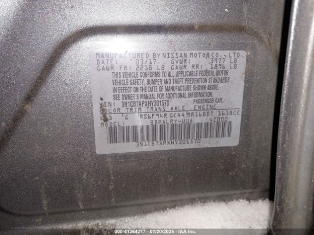 3N1CB7APXHY301570 Nissan Sentra