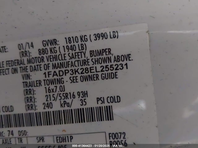 Ford FOCUS SE 2014 1FADP3K28EL255231 Image 9