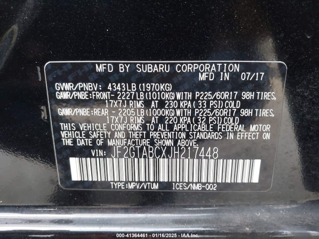 Subaru Crosstrek 2.0i Premium 2018 JF2GTABCXJH217448 Image 9