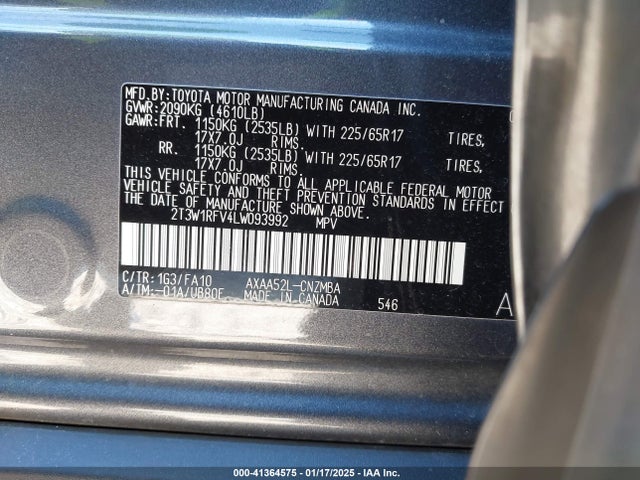 Toyota Rav4 Xle 2020 2T3W1RFV4LW093992 Image 9