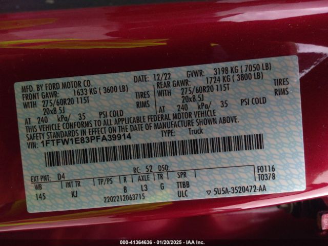 1FTFW1E83PFA39914 Ford F-150 King Ranch