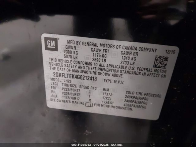 2GKFLTEK4G6212418 GMC Terrain Sle-2