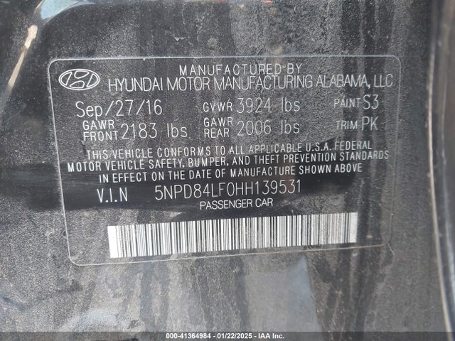 Hyundai ELANTRA SE 2017 5NPD84LF0HH139531 Image 9