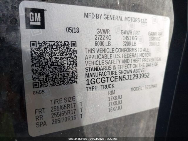 1GCGTCEN5J1293952 Chevrolet Colorado Lt