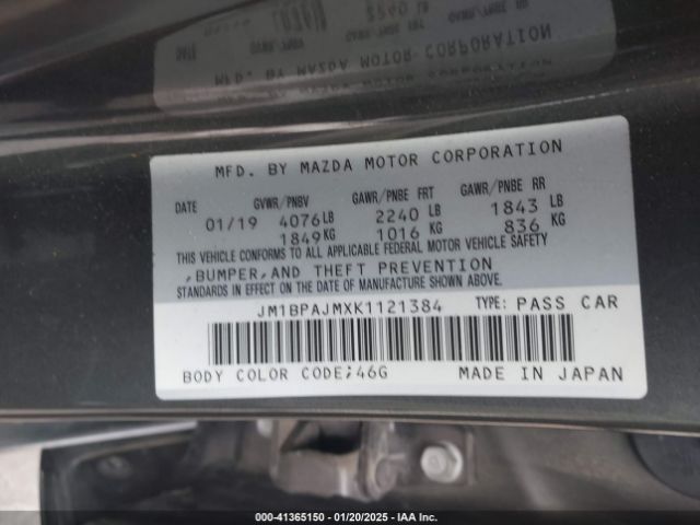 JM1BPAJMXK1121384 Mazda MAZDA3
