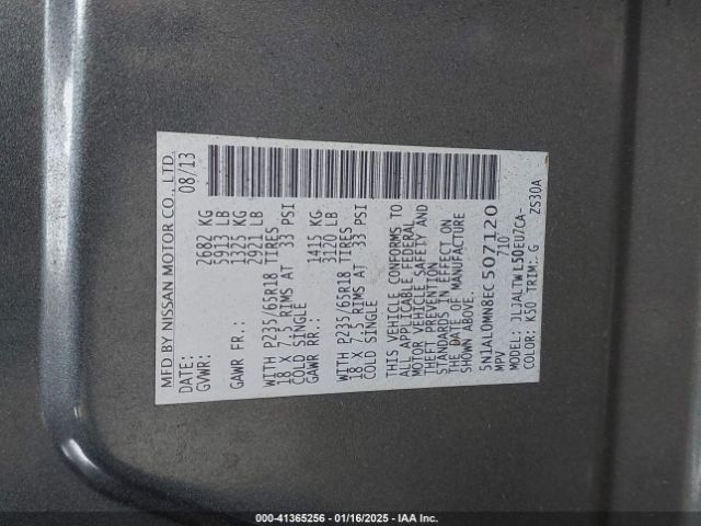 5N1AL0MN8EC507120 Infiniti QX60