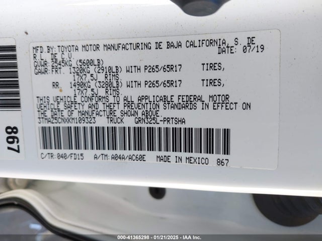 3TMAZ5CNXKM109323 Toyota Tacoma Trd Sport
